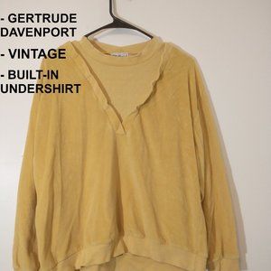 Vintage Gertrude Davenport Yellow Sweater with Built in Shirt. Size Small.